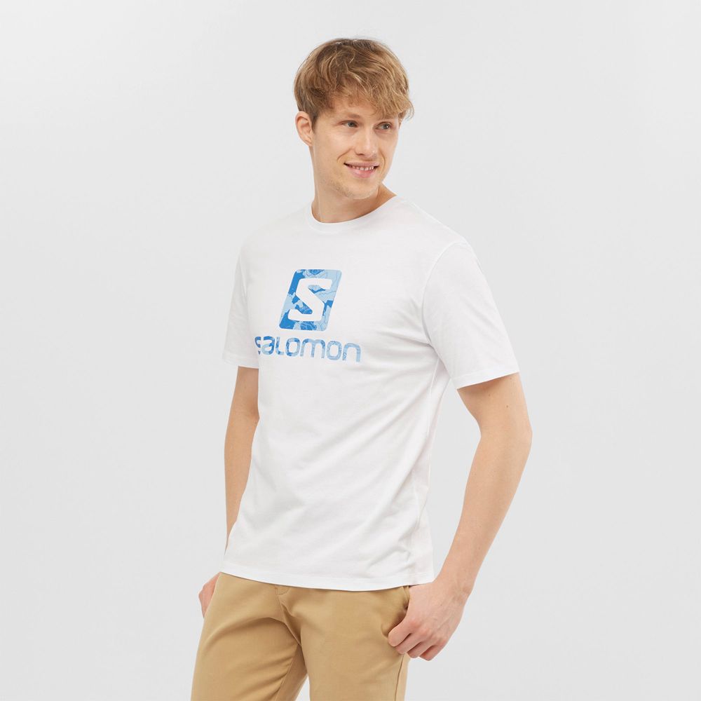 Camisetas Salomon Hombre Blancas - Salomon Argentina OUTLIFE LOGO,517498-JTO